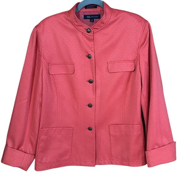 Anne Klein Stretch Textured Mandarin Collar Button Front Blazer Women’s Size 16 - Picture 1 of 6